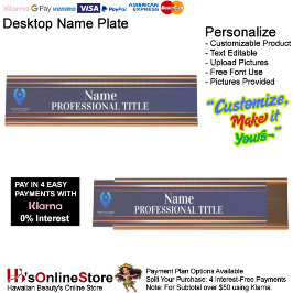 Placa de nombre dorado de personalizable con logot