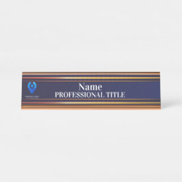 Placa de nombre dorado de personalizable con logot