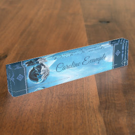 Placa De Nombre Dos majestuosas cabezas de lobo