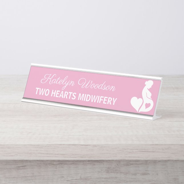 Placa De Nombre Doula Beautiful Pregancy Business Pink (Anverso)