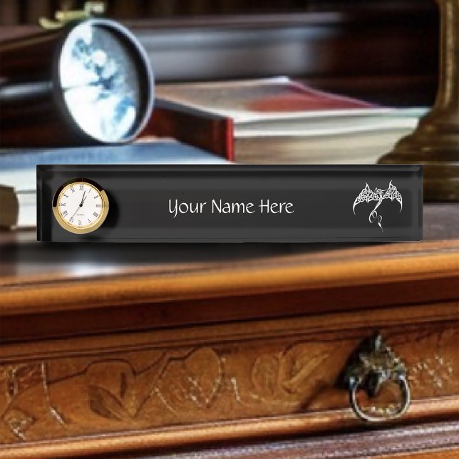 Placa De Nombre Dragón tribal celítico blanco negro (Subido por el creador)