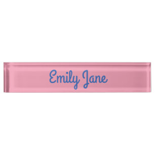 Placa De Nombre Dulce Rosa y Azul Escritura Personalizada