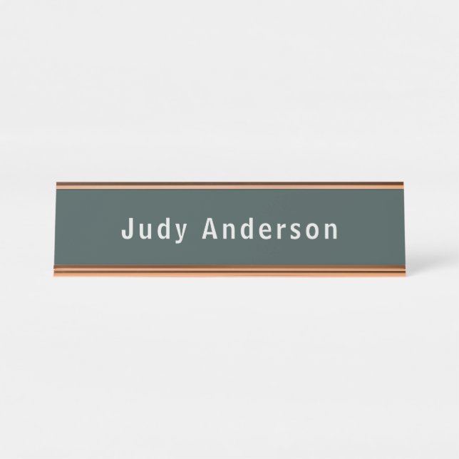 Placa De Nombre Duste Green Profesional Plain Moderno Elegante (Anverso)