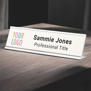 Placa De Nombre Ecru Intercambiable Desk Name Plate Business Logo