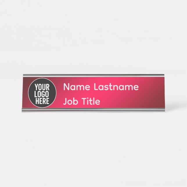 Placa De Nombre Editable Logo Desk Nameplate (Anverso)