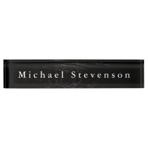 Placa De Nombre Efecto de madera negra Elegante escritorio moderno