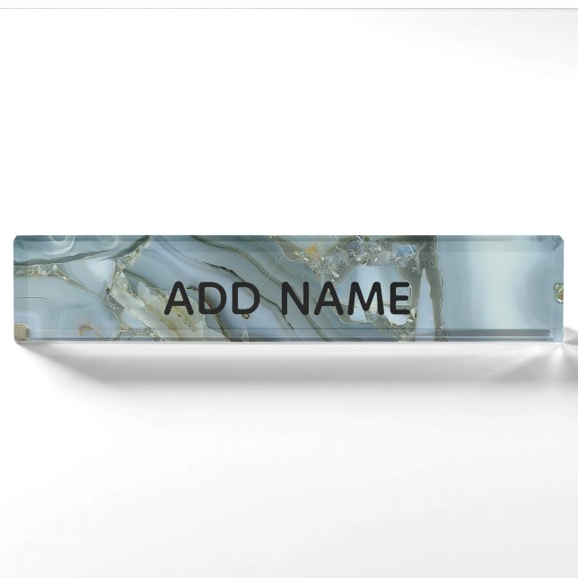 Placa De Nombre Efecto de mármol azul (Anverso)