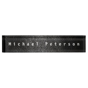 Placa De Nombre Efecto exclusivo de cuero negro elegante moderno