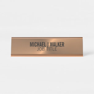 Placa De Nombre Efecto Metalizado de oro de Rosa, profesional