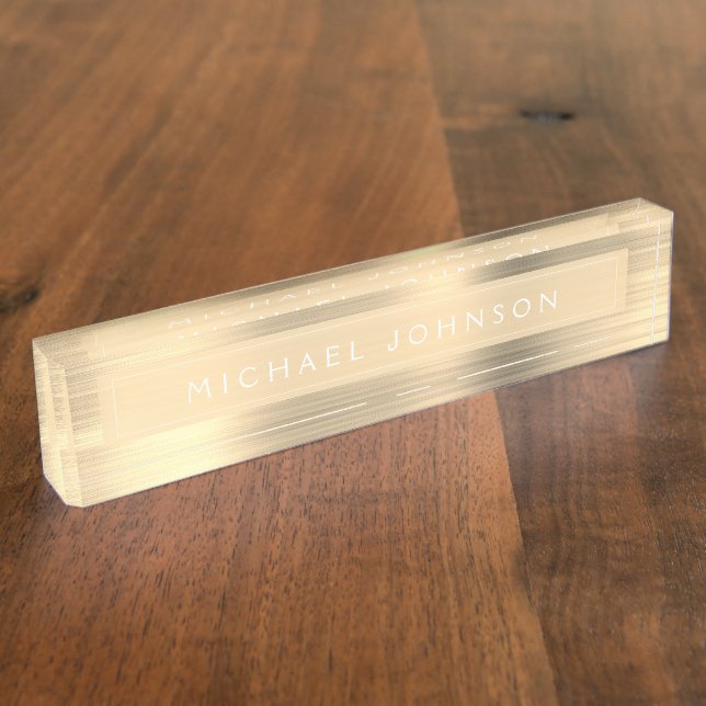 Placa De Nombre efecto metalizado dorado | Ejecutivo profesional d (Lateral)