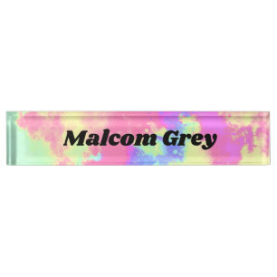 Placa De Nombre Efecto salpicador de pinturas arcoiris