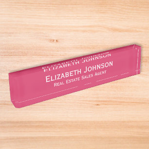 Placa De Nombre Ejecutiva Empresarial Profesional Rosa Oscuro Mode