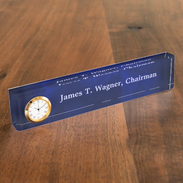 Placa De Nombre Ejecutivo de Navy Blue (Lateral)