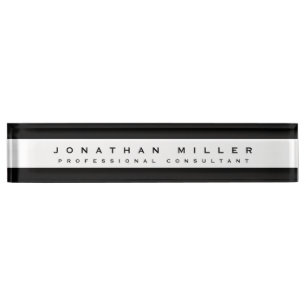 Placa De Nombre Ejecutivo profesional   Banner negro y blanco