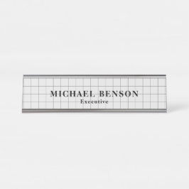 Placa De Nombre Ejecutivo Profesional Minimalista Negro Gris