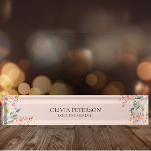 Placa De Nombre El Boho profesional moderno florece