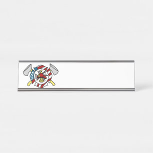 Placa De Nombre El Escudo del bombero