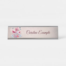 Placa De Nombre El flamingo blanco al estilo personalizado,