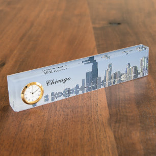 Placa De Nombre El horizonte de Chicago