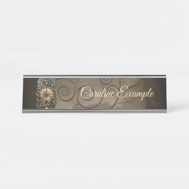 Placa De Nombre El misterioso movimiento de steampunk. (Anverso)