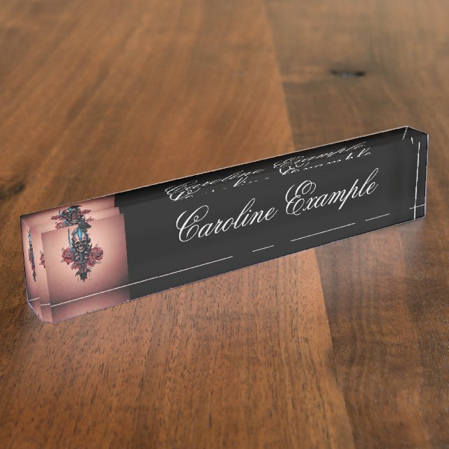 Placa De Nombre El mundo oscuro y misterioso del cráneo gótico (Lateral)