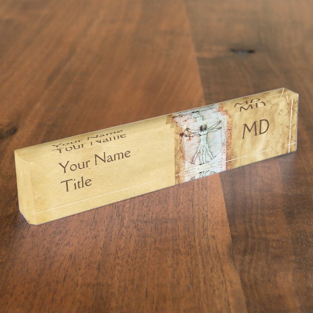 Placa De Nombre El pergamino de antigüedades MONOGRAM (Lateral)