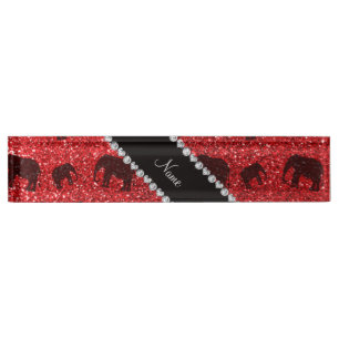 Placa De Nombre Elefantes rojos conocidos personalizados del
