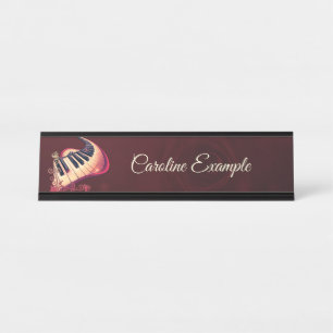 Placa De Nombre Elegancia en movimiento, el piano curvo. 