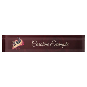 Placa De Nombre Elegancia en movimiento, el piano curvo