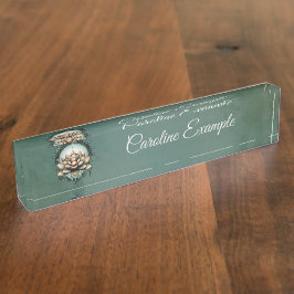 Placa De Nombre Elegancia meditativa. Flor de loto exquisita