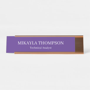 Placa De Nombre Elegancia Moderna Púrpura