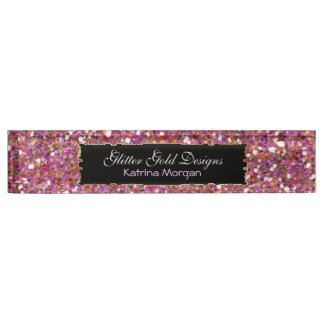 Placa De Nombre Elegancia rosa purpurina