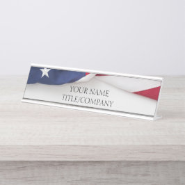 Placa De Nombre Elegant American Flag Company Name