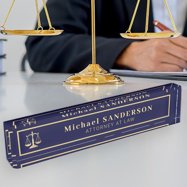 Placa De Nombre Elegant attorney at law professional gold navy (Subido por el creador)