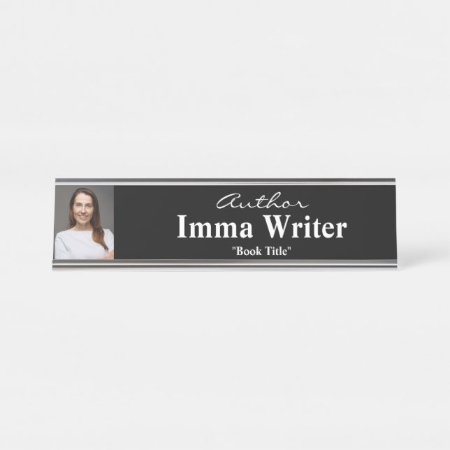 Placa De Nombre Elegant Author Name & Photo Promotional Table (Anverso)