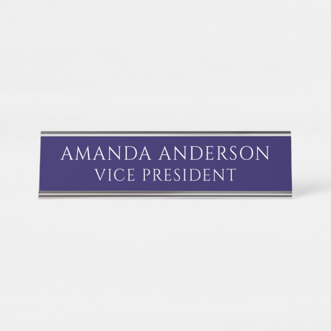 Placa De Nombre Elegant Blue Vice President Title Name Plate (Anverso)