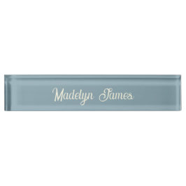 Placa De Nombre Elegant Chic Typography Dusty Blue Personalized