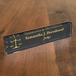 Placa De Nombre Elegant Court Judge Black Desk Nameplate