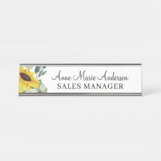 Placa De Nombre Elegant Floral Professional Name 