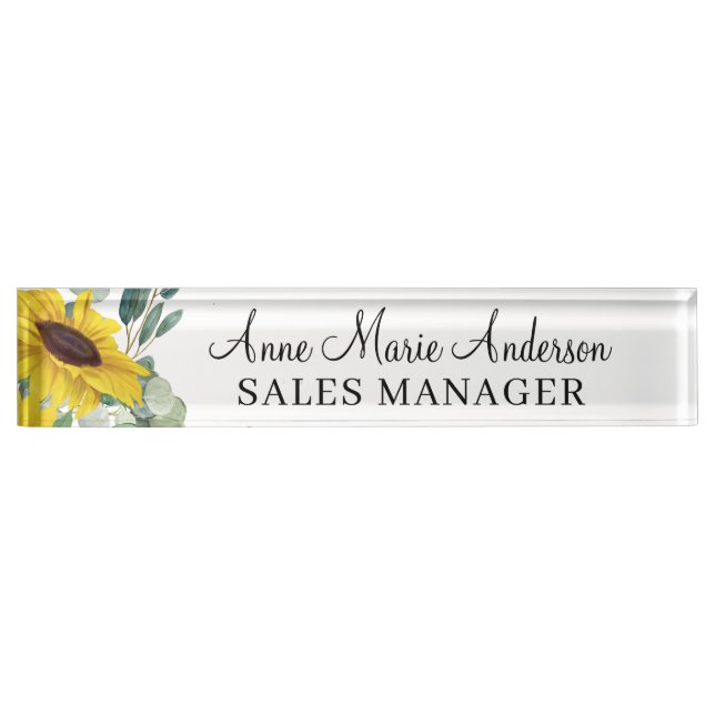 Placa De Nombre Elegant Floral Professional Name  (Anverso)