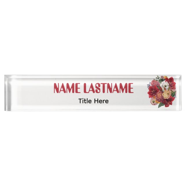Placa De Nombre Elegant flower custom name (Anverso)