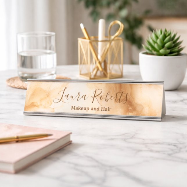 Placa De Nombre Elegant Gold Marble Professional Business (Subido por el creador)
