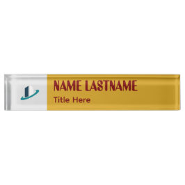 Placa De Nombre Elegant Goldenrod & Maroon custom name Desk Name P