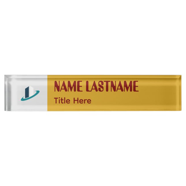 Placa De Nombre Elegant Goldenrod & Maroon custom name Desk Name P (Anverso)