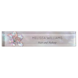 Placa De Nombre Elegant Mother-of-Pearl Lily