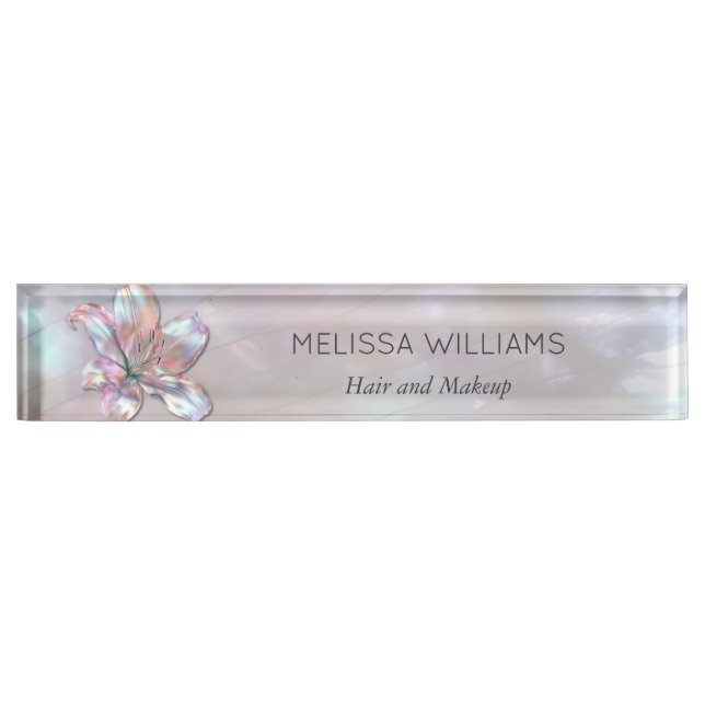 Placa De Nombre Elegant Mother-of-Pearl Lily (Anverso)