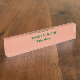 Placa De Nombre Elegant pink &green custom name