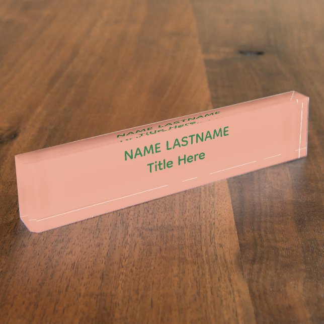 Placa De Nombre Elegant pink &green custom name (Lateral)