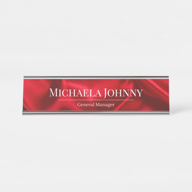 Placa De Nombre Elegant Red Satin Finish Custom Wedding Planner  (Anverso)