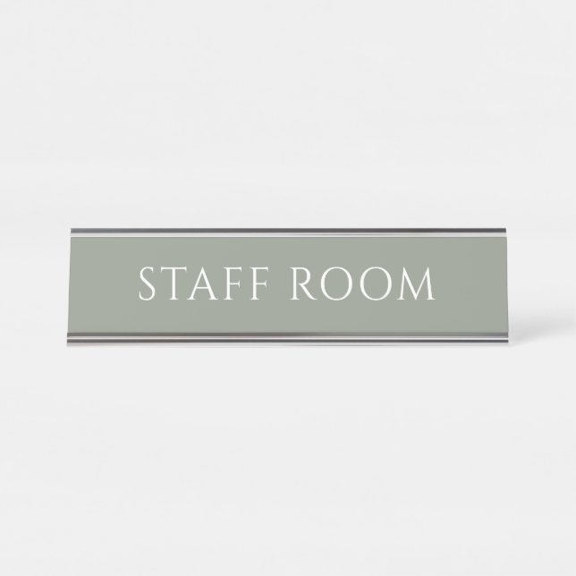Placa De Nombre Elegant Sage Green Staff Room Name Plate (Anverso)